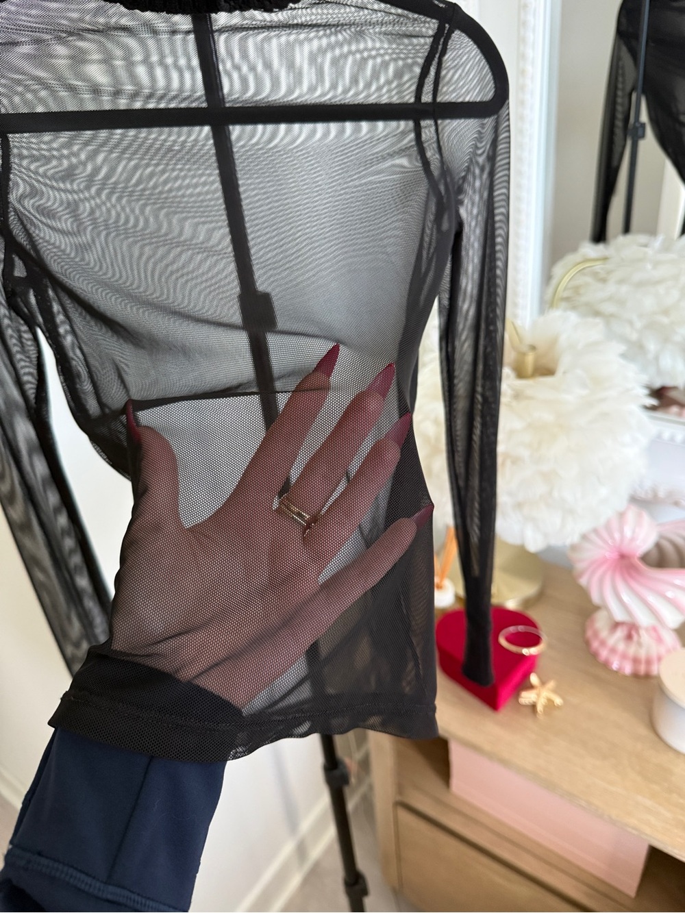 Zara Black Sheer Mesh Turtleneck Long-Sleeve Top - Picture 13 of 13